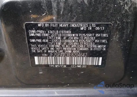 2014 Subaru Xv Crosstrek 2.0I Premium z USA, uszkodzony, nr VIN JF2GPAVCXE8204642